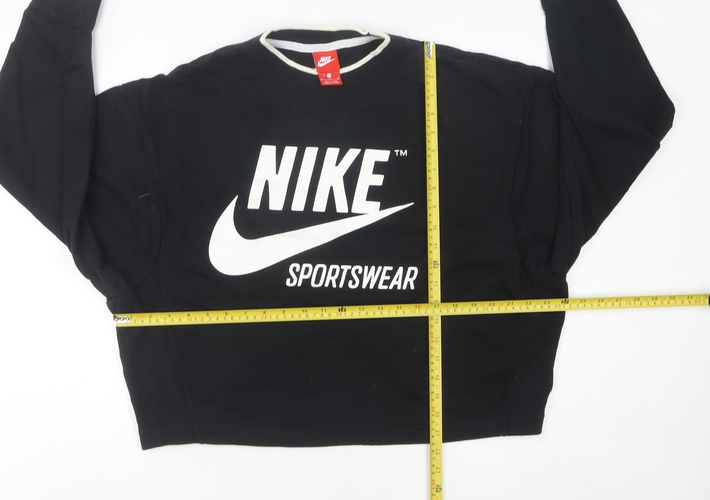 Nike Womens Black Logo Sweatshirt Size 12 Cotton Blend Pullover