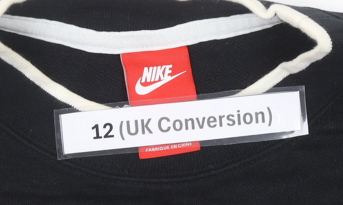 Nike Womens Black Logo Sweatshirt Size 12 Cotton Blend Pullover