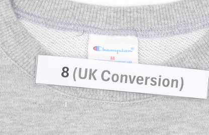 Champion Women’s Grey Logo Pullover Sweatshirt Size 8 UK