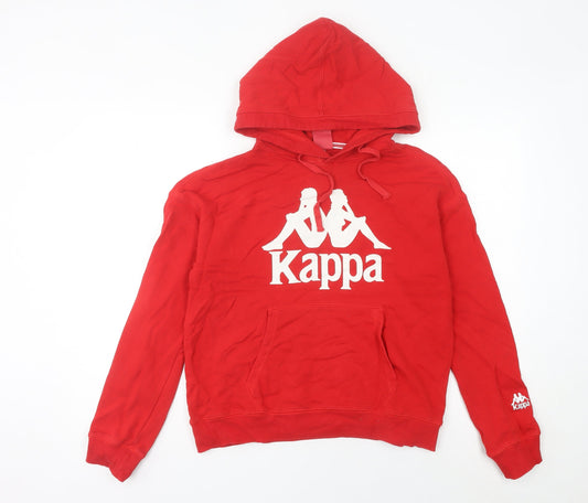 Kappa Womens Red Hoodie UK 10 Cotton Pullover Logo Sweatshirt