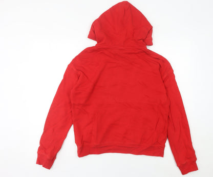 Kappa Womens Red Hoodie UK 10 Cotton Pullover Logo Sweatshirt