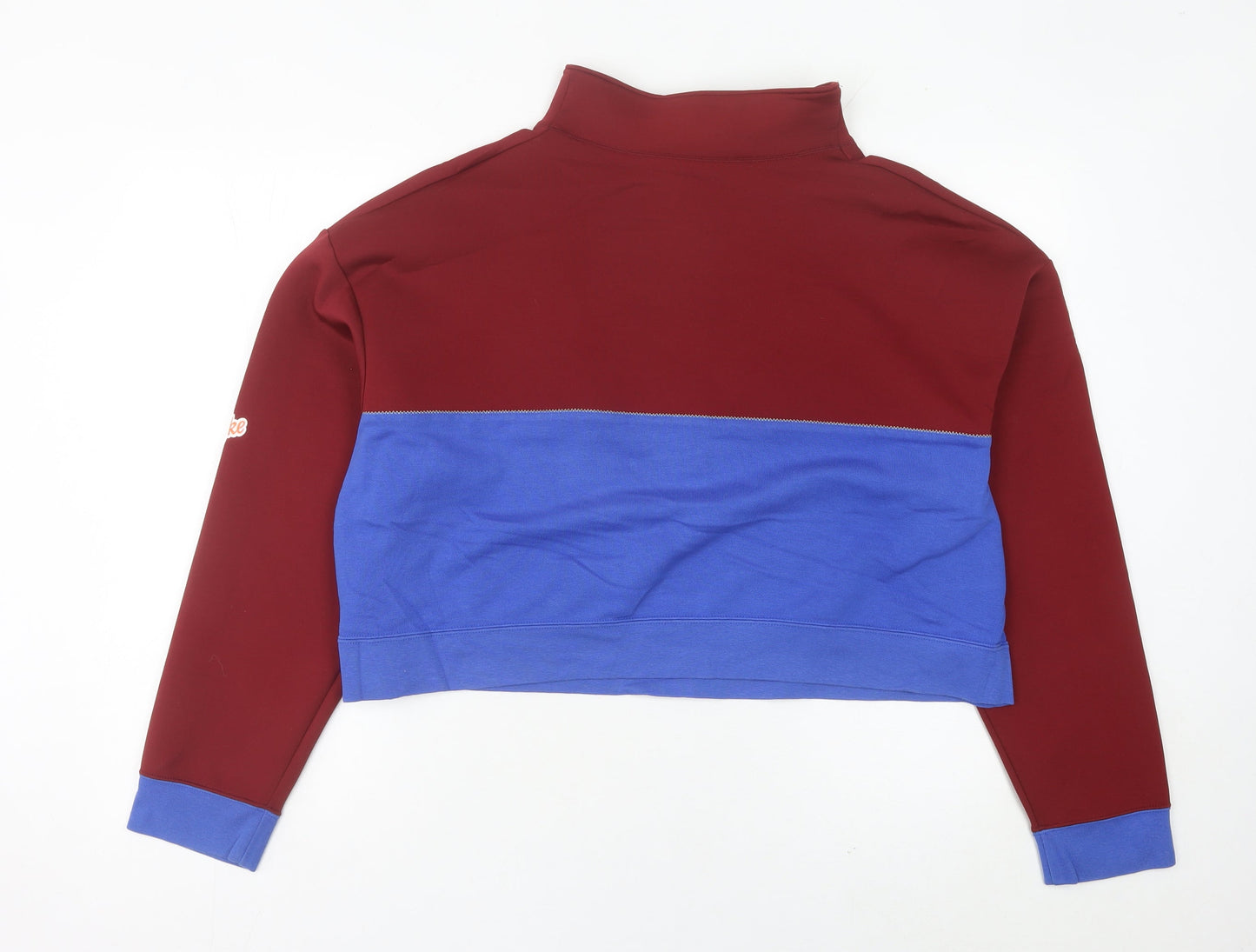 Nike Women Red Blue Logo 1/4 Zip Sweatshirt Size 14 Dri-Fit Sportswear