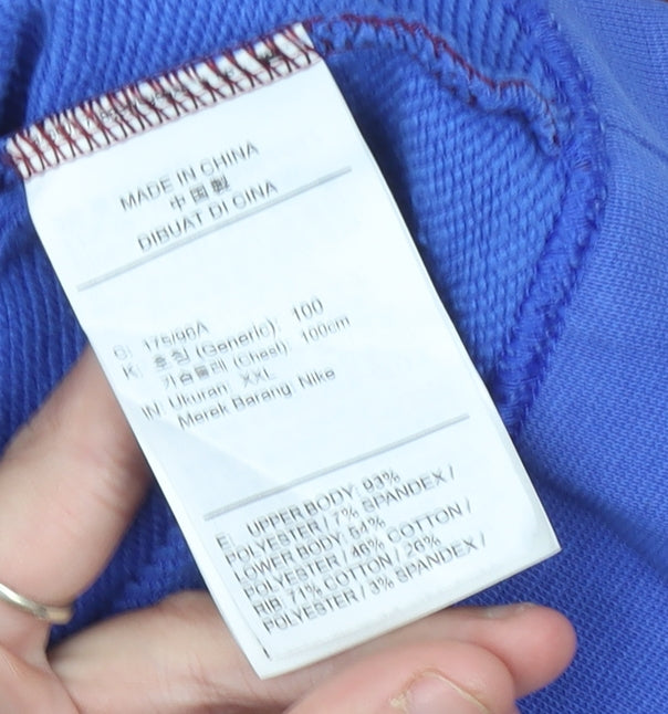 Nike Women Red Blue Logo 1/4 Zip Sweatshirt Size 14 Dri-Fit Sportswear