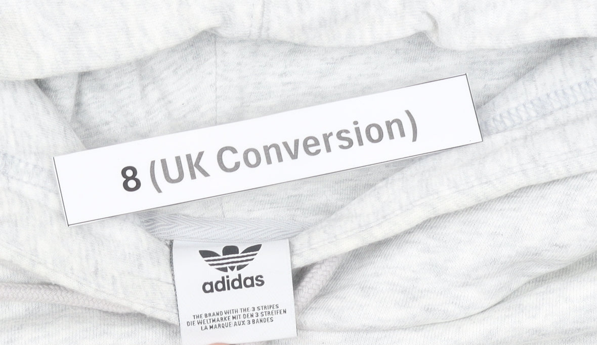Adidas Women’s Grey Hoodie Size 8 UK Cotton Blend Pullover