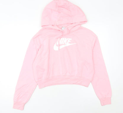 Nike Women’s Pink Hoodie Size 8 UK Pullover Cotton Blend Sweatshirt