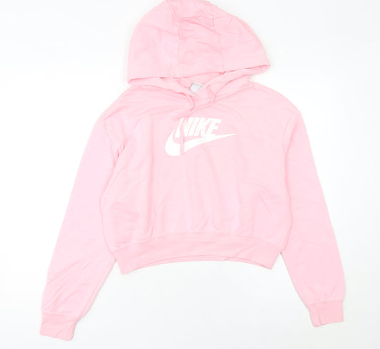 Nike Women’s Pink Hoodie Size 8 UK Pullover Cotton Blend Sweatshirt