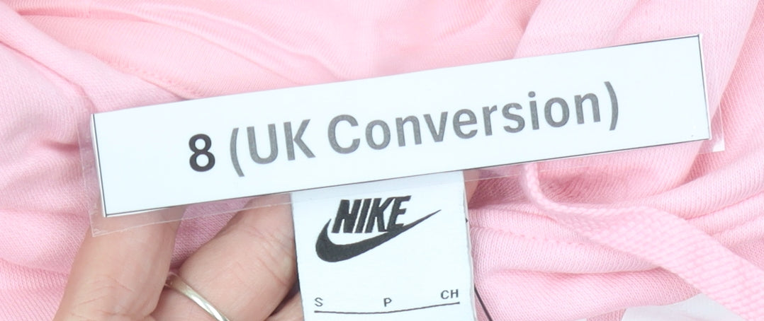 Nike Women’s Pink Hoodie Size 8 UK Pullover Cotton Blend Sweatshirt