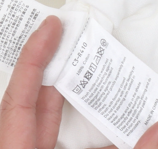 Champion Women's White Pullover Hoodie UK 10 Logo Print Long Sleeve