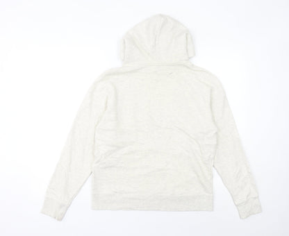 Champion Womens Beige Hoodie Size 10 UK Large Logo Pullover