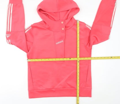 Adidas Womens Pink Henley Hoodie Size 12 with Logo Detail