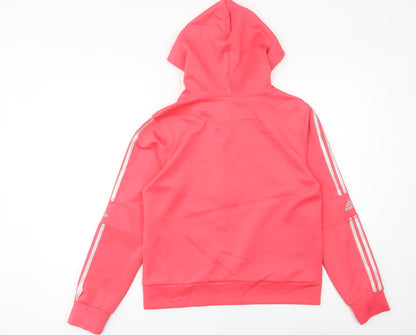 Adidas Womens Pink Henley Hoodie Size 12 with Logo Detail