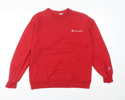 Champion Womens Red Sweatshirt Size 10 Crew Neck Pullover Cotton