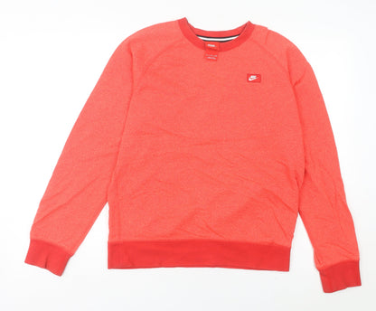 Nike Women's Red Pullover Sweatshirt Size 8 UK Crew Neck Logo