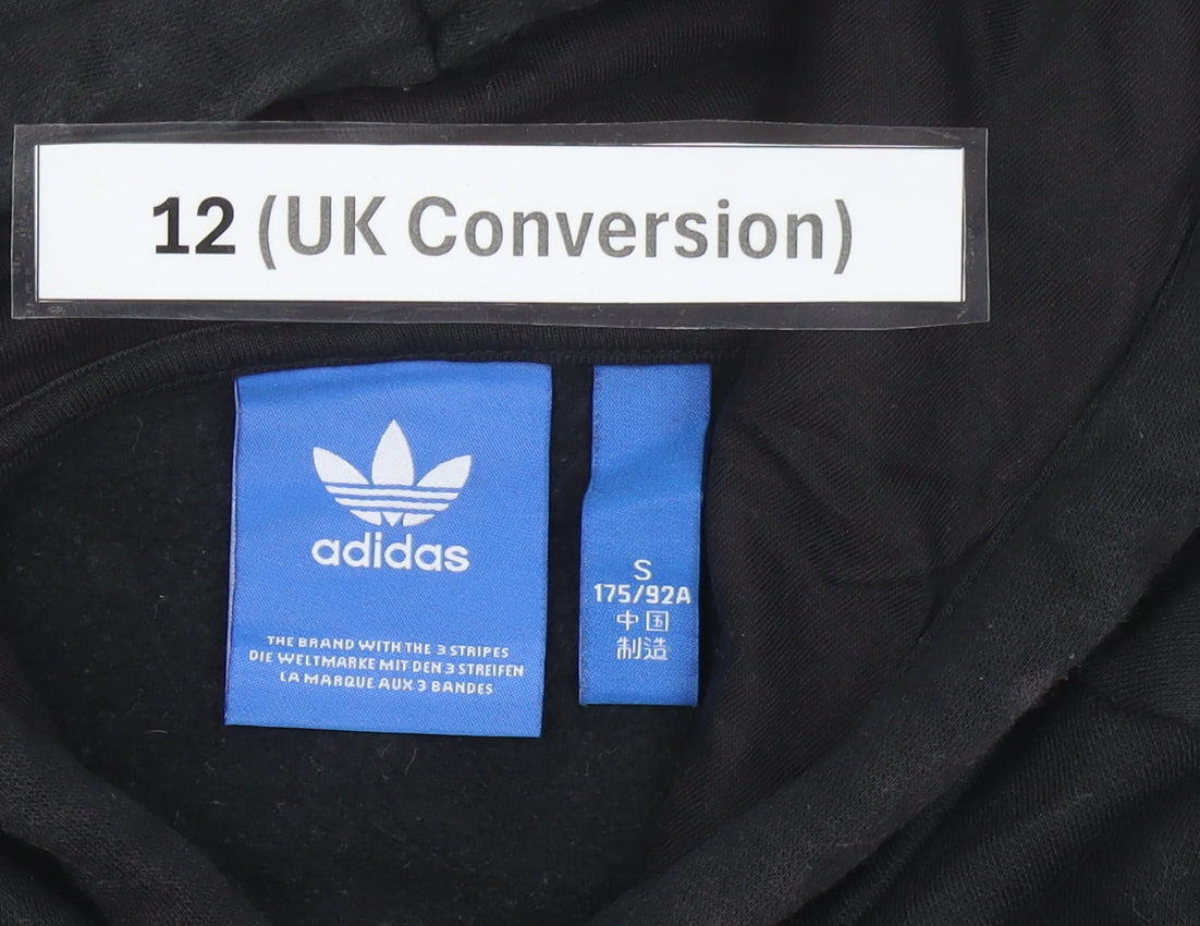 Adidas Womens Black Trefoil Hoodie UK 12 Pullover Cotton Blend