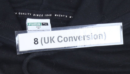 Puma Women Black Pullover Hoodie UK 8 Cotton Blend Logo Sweatshirt