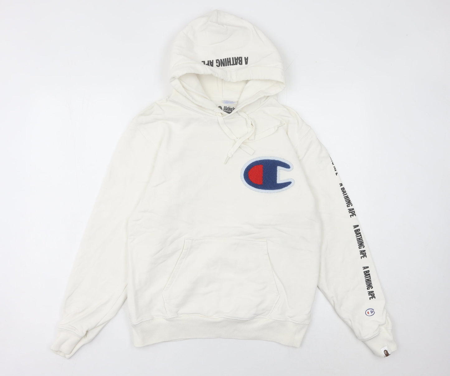 Womens UK Size 8 Champion A Bathing Ape White Pullover Hoodie