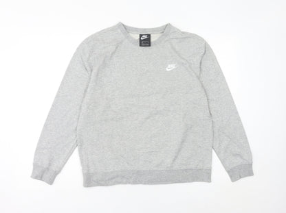 Nike Women Grey Logo Sweatshirt Size 10 Pullover Long Sleeve