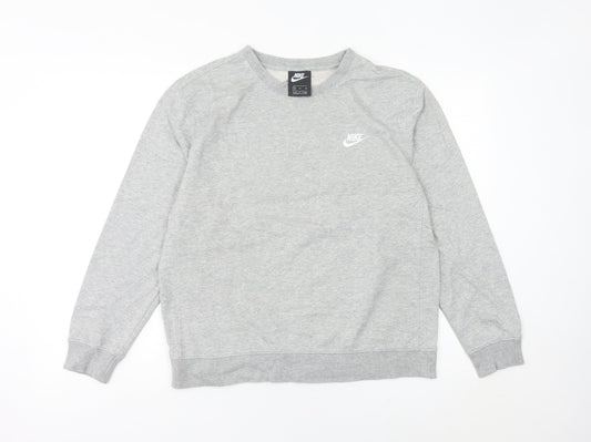 Nike Women Grey Logo Sweatshirt Size 10 Pullover Long Sleeve