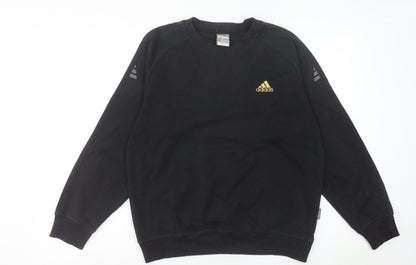 Adidas Women Black Sweatshirt Size 12 UK Crew Neck Logo Pullover