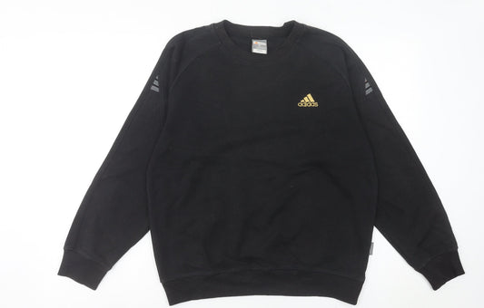 Adidas Women Black Sweatshirt Size 12 UK Crew Neck Logo Pullover