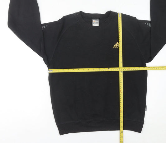 Adidas Women Black Sweatshirt Size 12 UK Crew Neck Logo Pullover