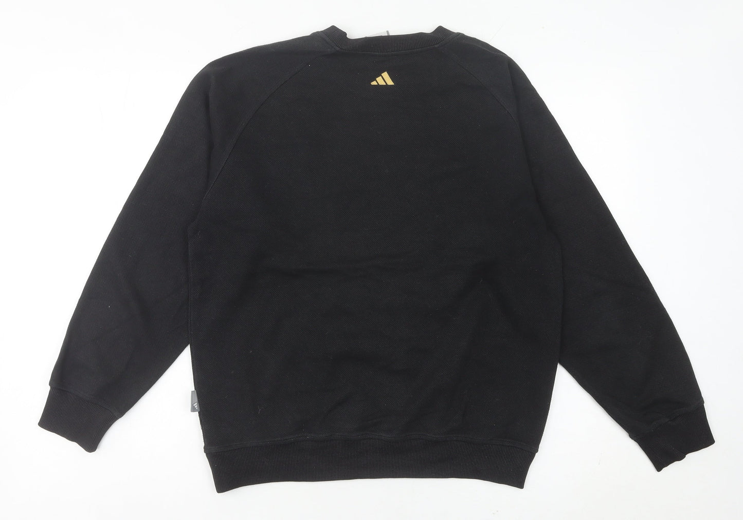 Adidas Women Black Sweatshirt Size 12 UK Crew Neck Logo Pullover