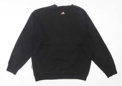 Adidas Women Black Sweatshirt Size 12 UK Crew Neck Logo Pullover