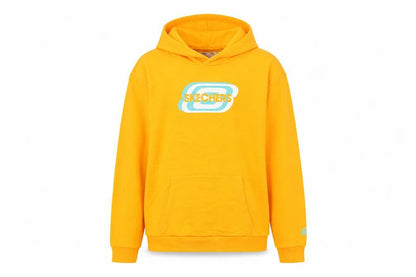 Skechers Womens Yellow Pullover Hoodie Size UK 4 Cotton Logo