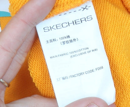Skechers Womens Yellow Pullover Hoodie Size UK 4 Cotton Logo