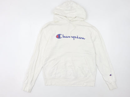 Champion Women’s White Hoodie UK 10 Pullover Logo Athletic Casual
