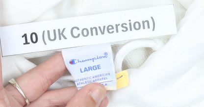 Champion Women’s White Hoodie UK 10 Pullover Logo Athletic Casual