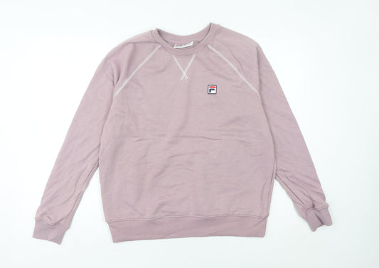 Fila Women’s Pink Logo Sweatshirt UK M Regular Fit Crew Neck