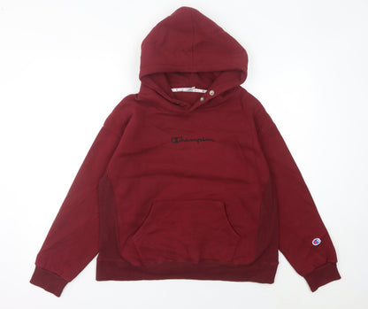 Champion Womens Red Pullover Hoodie Size 6 UK Casual Sportswear