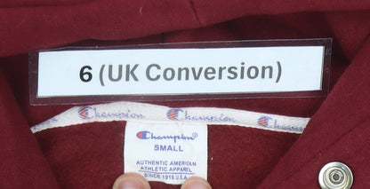 Champion Womens Red Pullover Hoodie Size 6 UK Casual Sportswear