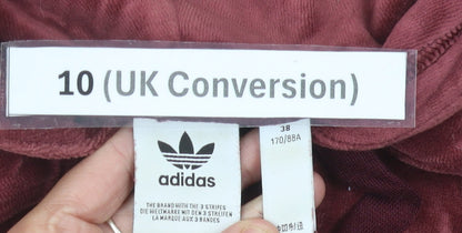 Adidas Women’s Red Velour Pullover Hoodie Size 10 Logo Stripes