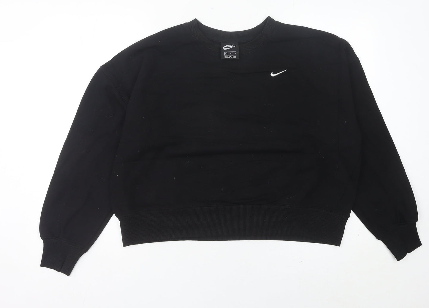 Nike Womens Black Crew Neck Pullover Sweatshirt Size 10