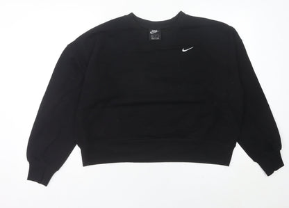 Nike Womens Black Crew Neck Pullover Sweatshirt Size 10