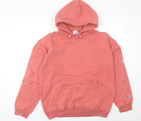 Champion Women’s Pink Hoodie UK 14 Pullover Cotton Logo Casual