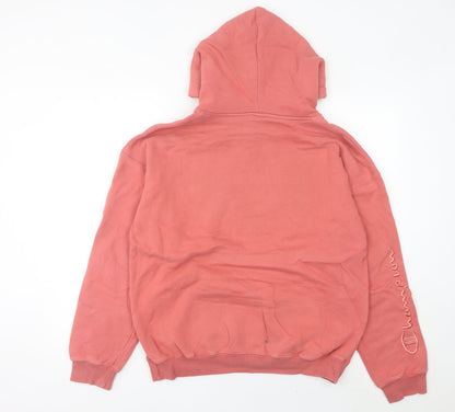 Champion Women’s Pink Hoodie UK 14 Pullover Cotton Logo Casual