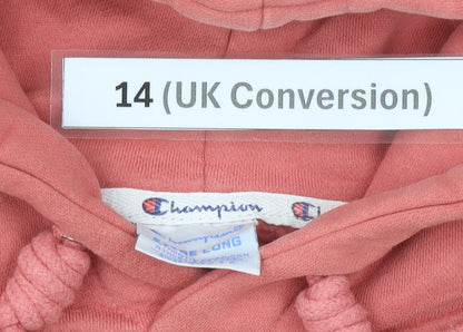 Champion Women’s Pink Hoodie UK 14 Pullover Cotton Logo Casual