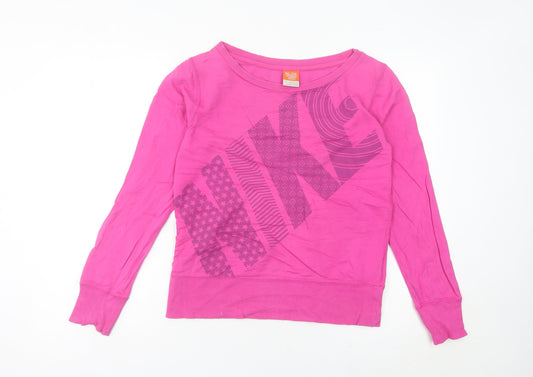 Nike Women’s Pink Sweatshirt Size 8 UK Cotton Blend Graphic Print