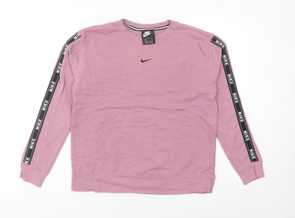 Nike Womens Pink Logo Pullover Sweatshirt Size 6 Small