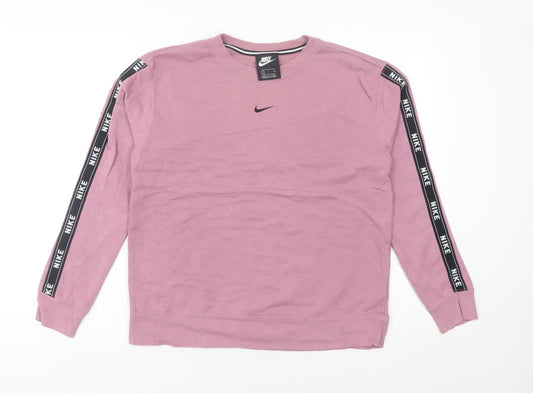 Nike Womens Pink Logo Pullover Sweatshirt Size 6 Small