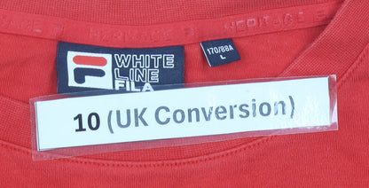 Fila Women’s Red Cold Shoulder Sweatshirt Size 10 UK Logo Print