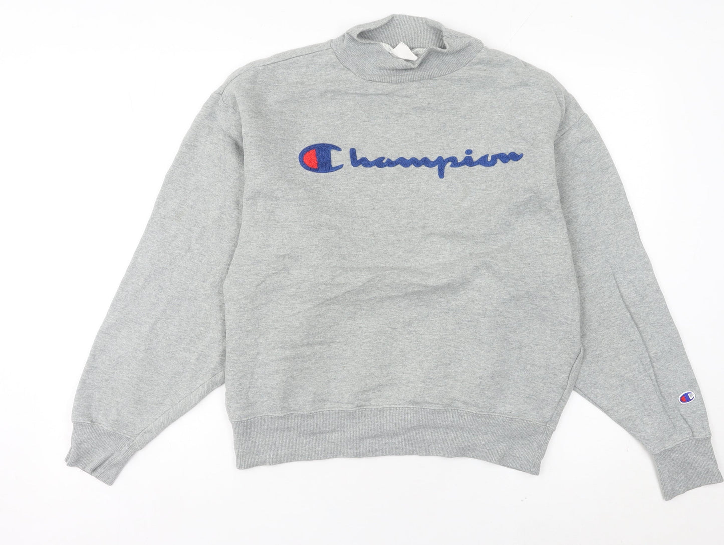 Champion Womens Grey Sweatshirt UK 6 Small Logo Embroidered Pullover