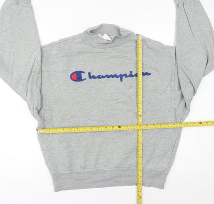 Champion Womens Grey Sweatshirt UK 6 Small Logo Embroidered Pullover