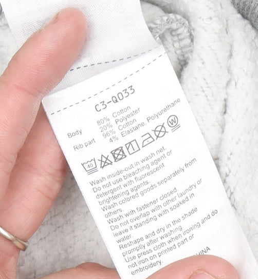 Champion Womens Grey Sweatshirt UK 6 Small Logo Embroidered Pullover