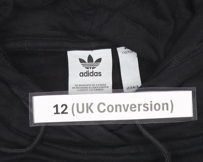 Adidas Womens Black Cropped Hoodie Size 12 Cotton Hooded Sweatshirt