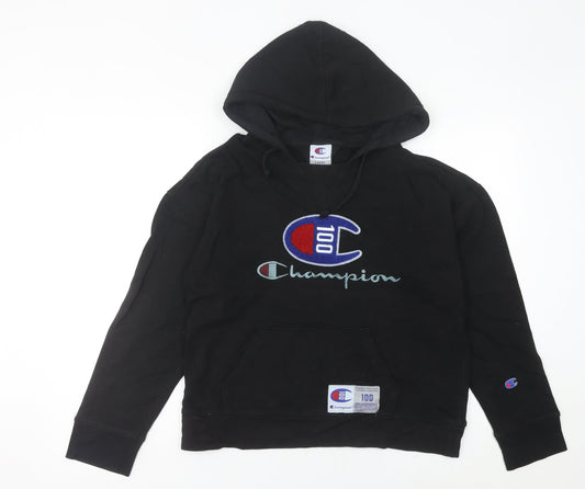 Champion Womens Black Hoodie Size 10 Pullover Embroidered Logo