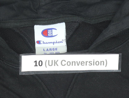 Champion Womens Black Hoodie Size 10 Pullover Embroidered Logo